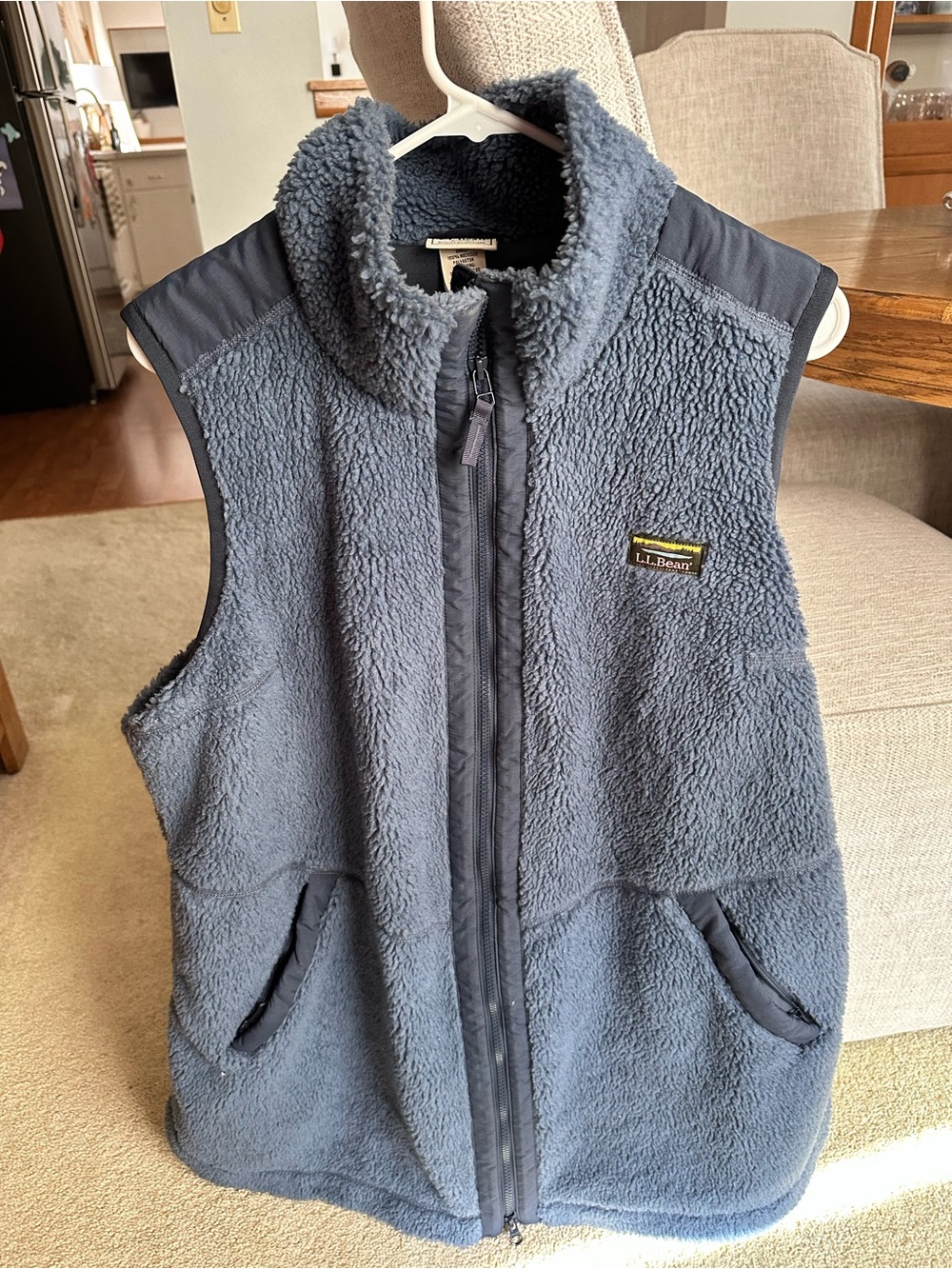 L.L. Bean Slate Blue Sherpa Fleece Vest